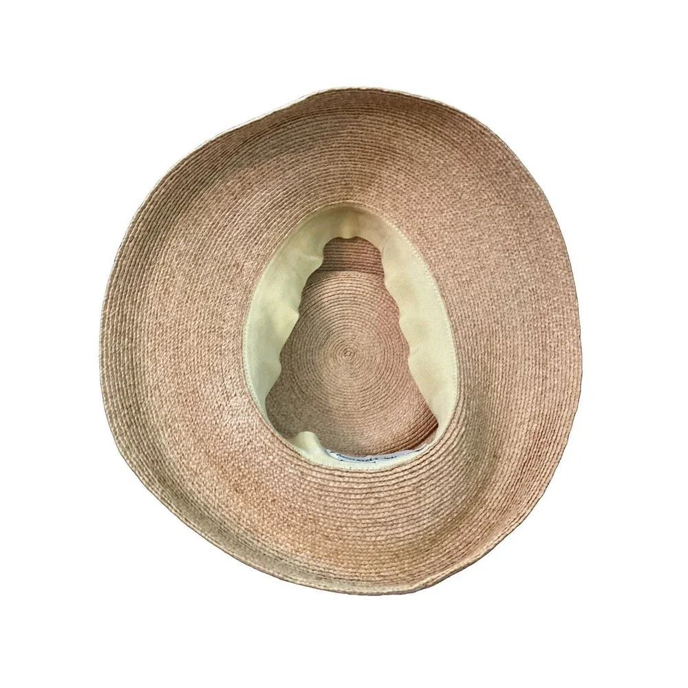 Annabel Ingall Tan Straw Sun Hat Wide Brim Black Ribbon Packable Australia